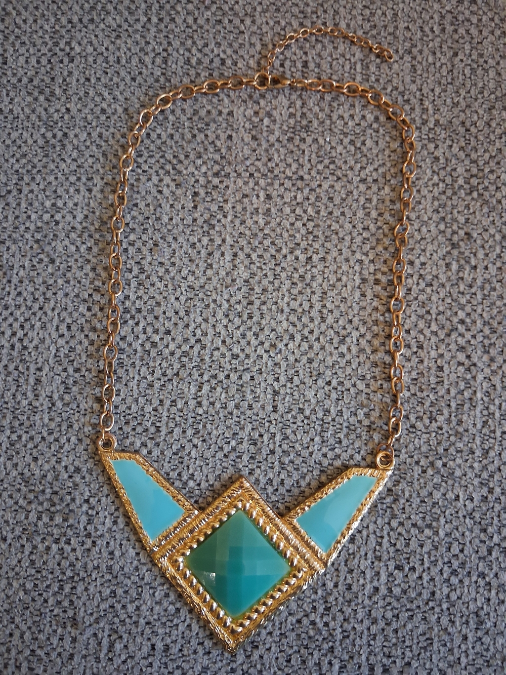 Gold-Tone Turquoise Geometric Pendant Necklace - Women Jewelry
